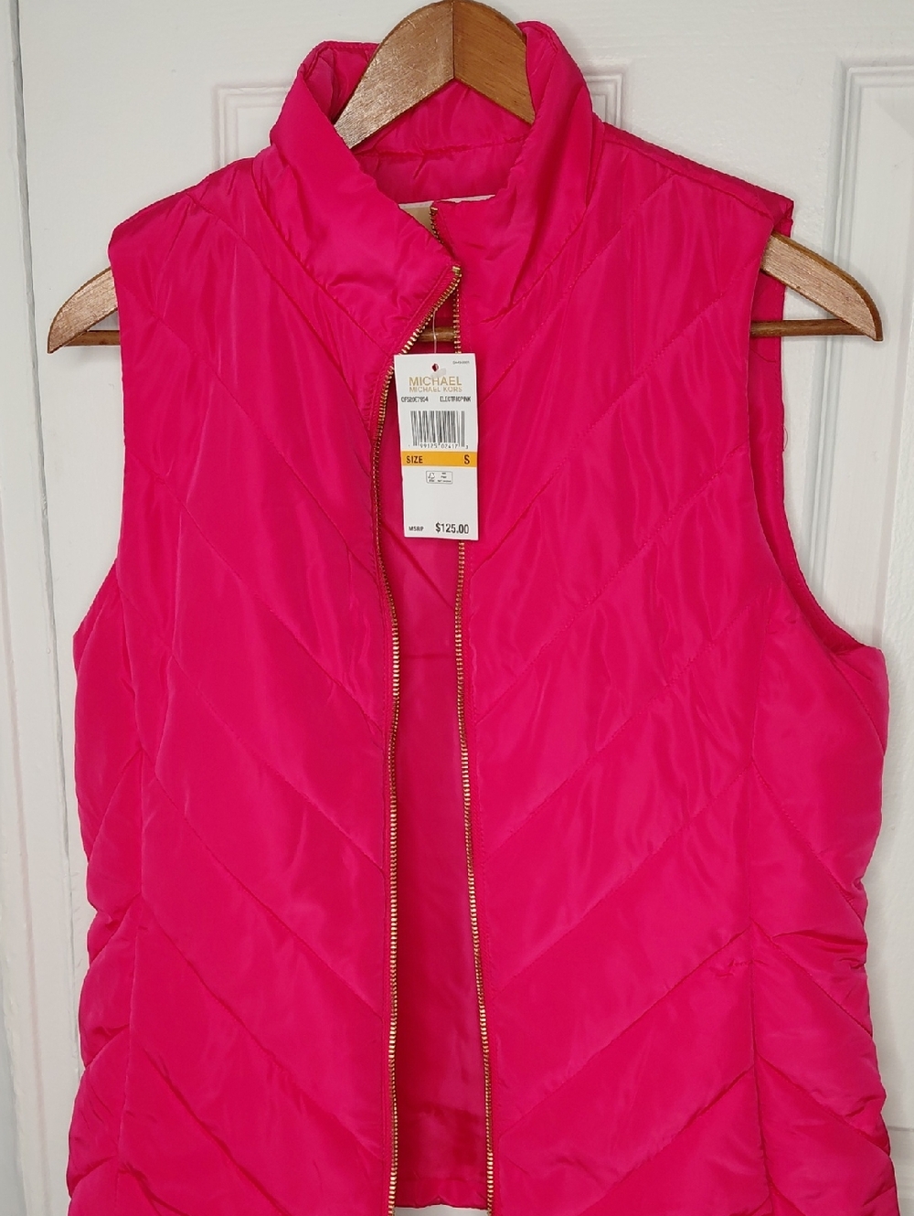 Michael Kors Vibrant Pink Quilted Puffer Vest